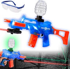 Lighting Gel Ball Blaster Glow in The Dark, 5 Cool LED Gel Ball Blaster, with Infrared, Goggles, for Outdoor Shooting Game, Ages 14+, LED FRB-360, Cyan