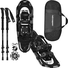 Retrospec Drifter 21/25/30 Inch Snowshoes & Trekking Poles Bundle for Men, Women, and Youth - Durable All Terrain with Adjustable Binding, Carry Bag and Lightweight Aluminum Walking & Hiking Poles