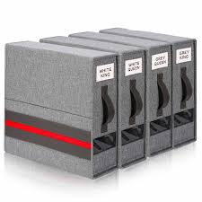 Foldable Bed Sheet Set Organizer, 4 Pack Queen or King Size Bed Sheet Organizers and Storage Box for Duvet Cover Set, Fabric Storage Bins Bed Sheets, Linen Closet Organizer for Bedding Clothes Towels