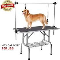 Heavy Duty Adjustable Pet Grooming Table with Arm and Mesh Tray