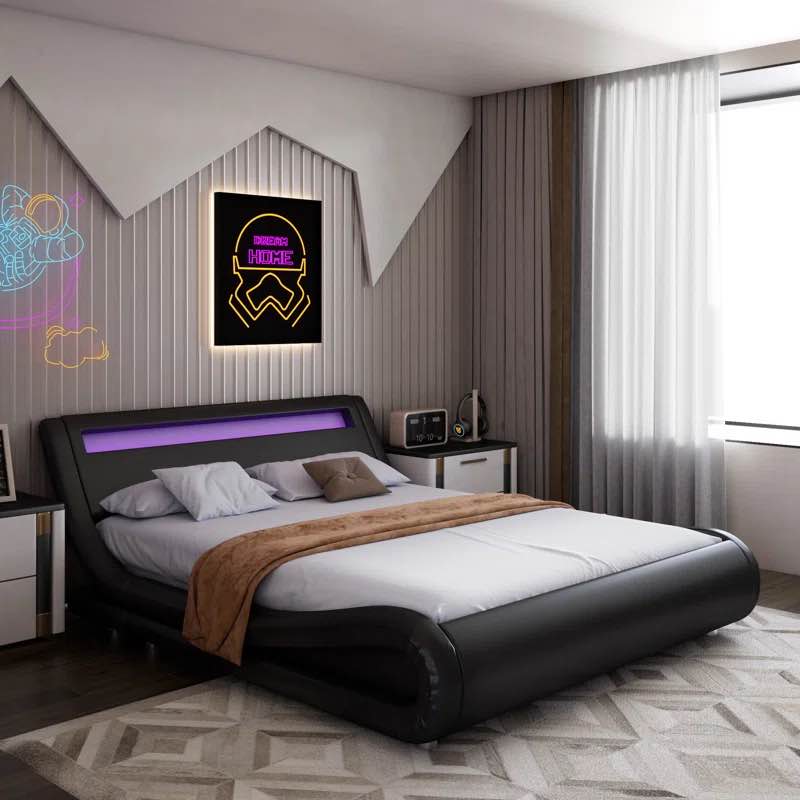 Bloomington Upholstered Modern LED Bed with APP & Remote Control