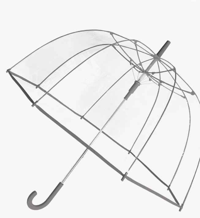 ShedRain Clear Bubble Umbrella – See Through, Rain & Windproof Umbrella - Perfect for Weddings, Prom, Graduation and Outdoor Events - Automatic Open, Black Crook Handle, Clear Dome with a 52” Arc (Clear with Silver Trim and Black Handle)