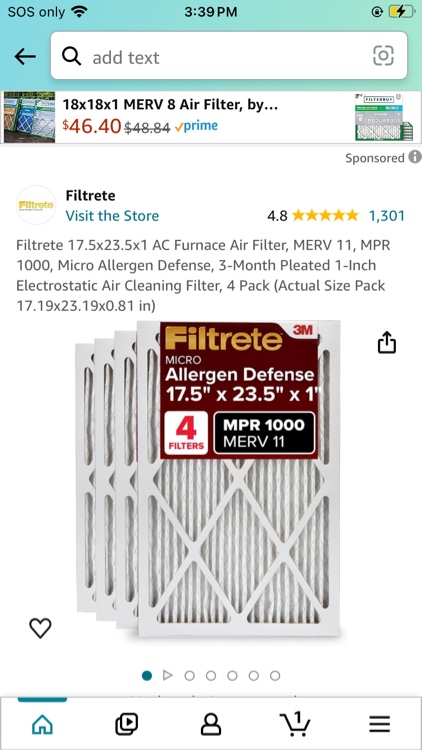 Filtrete 17.5x23.5x1 Air Filter, MPR 1000, MERV 11, Micro Allergen Defense 3-Month Pleated 1-Inch Air Filters, 4 Filters