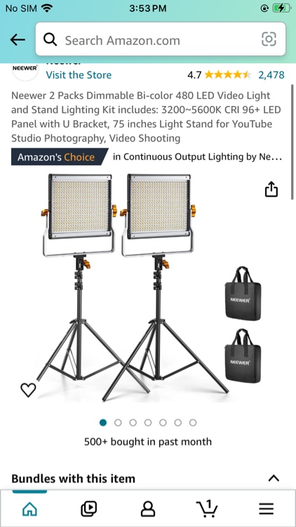 Neewer 2 Packs Dimmable Bi-Color 480 LED Video Light and Stand Lighting Kit Includes: 3200-5600K CRI 96+ LED Panel with U Bracket, 75 inches Light Stand for YouTube Studio Photography, Video Shooting