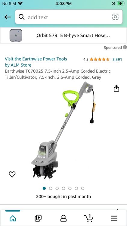 Earthwise TC70025 7.5-Inch 2.5-Amp Corded Electric Tiller/Cultivator, 7.5-Inch, 2.5-Amp Corded, Grey