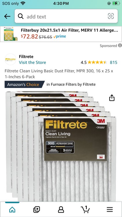 Filtrete Clean Living Basic Dust Filter, MPR 300, 16 x 25 x 1-Inches 6-Pack