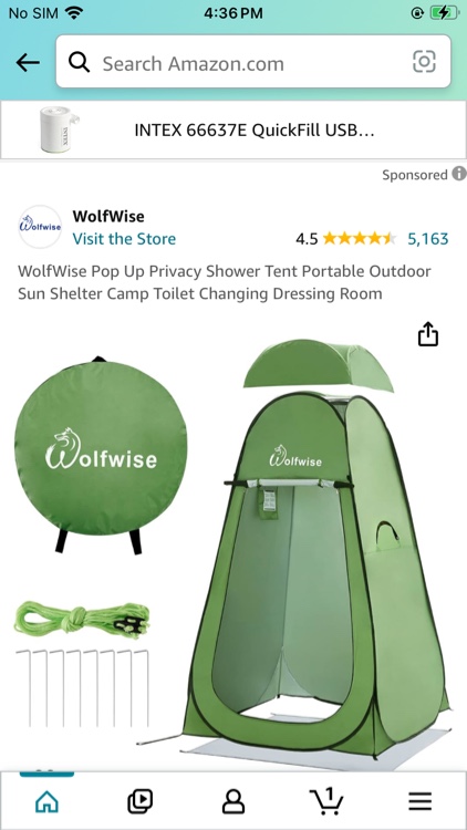 WolfWise Pop Up Privacy Shower Tent Portable Outdoor Sun Shelter Camp Toilet Changing Dressing Room