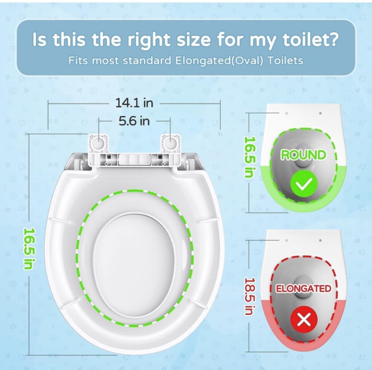 Family toilet seat, Round Toilet Seat with Toddler Seat Built in, Potty Training Toilet Seat Round Fits Both Adult and Child, with Slow Close and Magnets- Round, Easy to Install & Clean, White