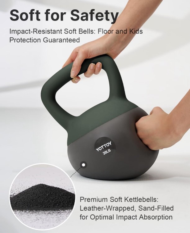 Soft Kettlebell, Set for Strength Training Kettlebells & Home Workouts, Soft-Sided Cushioned Base, Wide-Handle - Ideal for Men, Women, & Beginners