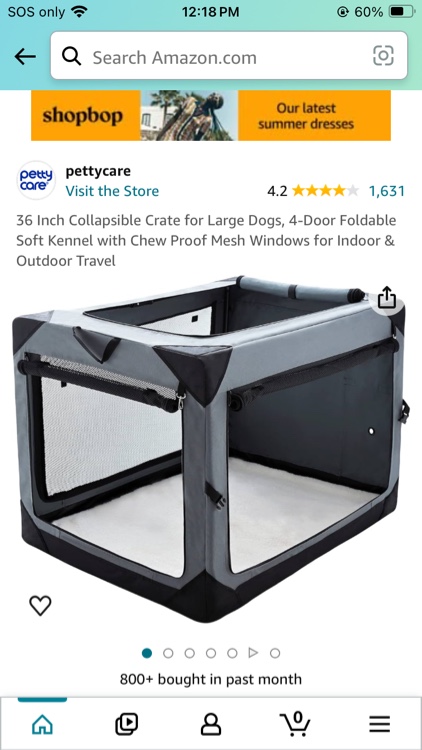 36 Inch Collapsible Crate for Large Dogs, 4-Door Foldable Soft Kennel with Chew Proof Mesh Windows for Indoor & Outdoor Travel
