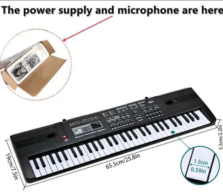 61 Keys - Portable Electronic Piano, Multifunctional Keyboard With Power And Microphone, Children's Piano Music Enlightenment Teaching Toys, Birthday, Christmas, Gifts Suitable For Children Aged 3-12