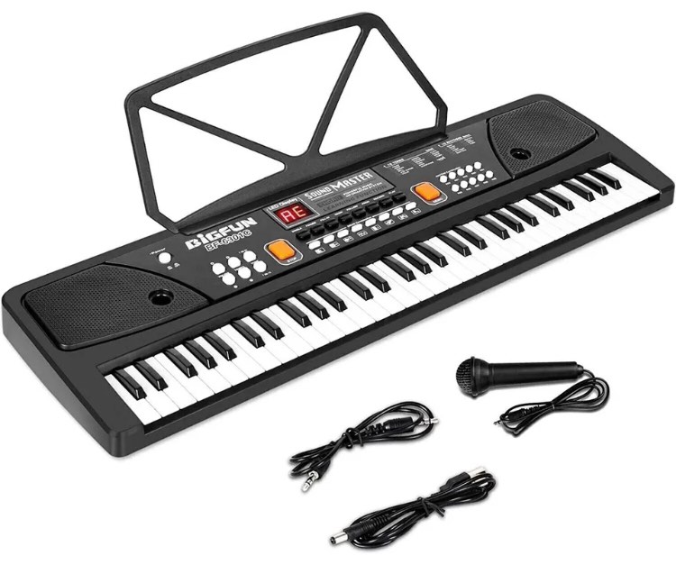 BigFun BF-6301C Rechargeable Electronic Keyboard 61 Keys with Microphone