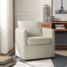 Johnson Home Asser White Swivel Chair,360 Degree Swivel, Removable Slipcover, Reversible Cushions 