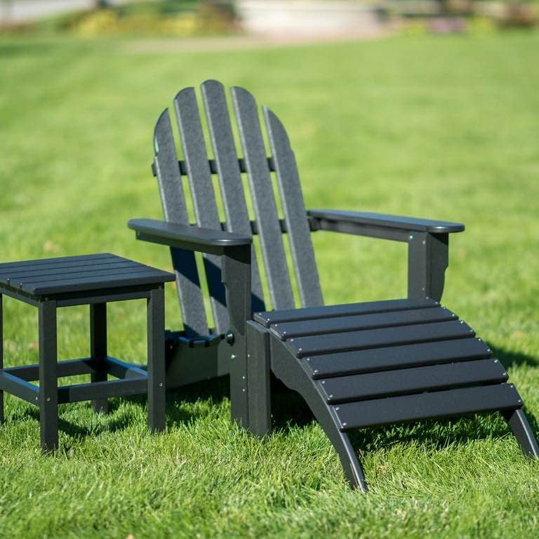 DuroGreen TAC8020B Durogreen DuroGreen Folding Adirondack Chair Made With All-Weather Tangentwood, Oversized, High End Patio Furniture for Porch, Lawn, Deck, or Fire Pit, No Maintenance, USA Made, Black (LOT IS FOR 3 TOTAL ADIRONDACK CHAIRS TOTAL.)