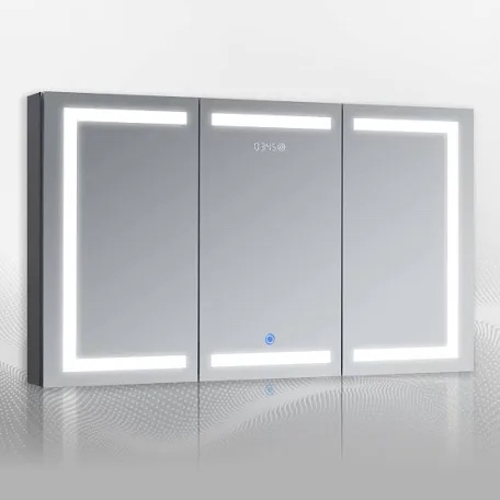 Blossom Vega 48" x 32" Recessed or Surface Mount 2-Door LED Mirror Medicine Cabinet With 3 Adjustable Glass Shelves and Built-In Defogger (TESTED - WORKING CONDITION.)