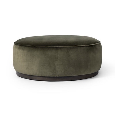 Four Hands Sinclair Large Round Ottoman - Surrey Olive