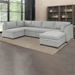 Thomasville Tisdale Fabric Sectional with Storage Ottoman, Gray (COMPLETE.)