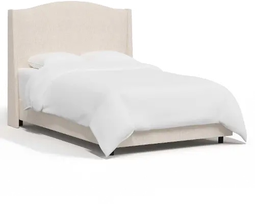 Blake Linen Talc King Wingback Bed - Skyline Furniture