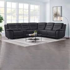 Venini Kelsee Fabric Power Reclining Sectional with 3 Power Recline Seats & Powered Cupholder Console and Powered Headrests  (TESTED - WORKING CONDITION - COMPLETE -SEE PHOTOS.)