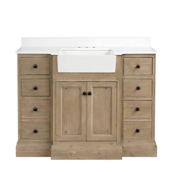 Ari Bath, Kelly 48" Bathroom Vanity, Weathered Fir Finish, White Engineered Stone - 48 Kelly 48 in W x 20.5 in D x 34.50 H Single Bath Vanity in Weathered Fir with White Engineered Stone Top with White Basin by Ari Kitchen and Bath