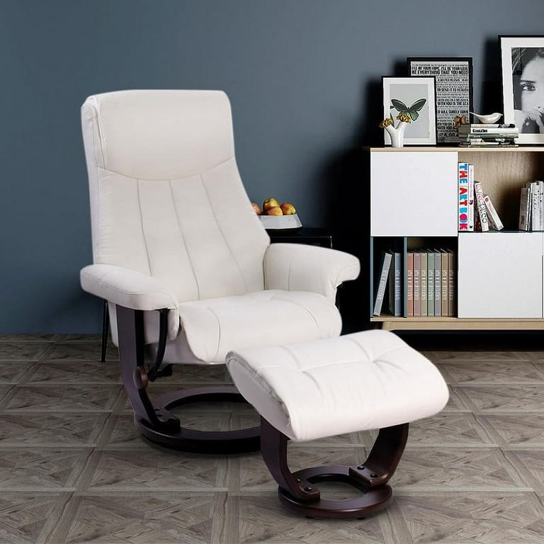 Starline Designs LLC Scandinavian / European-styled recliner and ottoman, Snow White