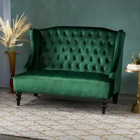 CHRISTOPHER KNIGHT HOME Christopher Knight Home Leora Velvet Wingback Loveseat - Glamorous High-Back Style SKU:61186.00NVLTEMD-GIGA 61186.00NVLTEMD