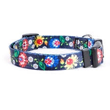 REBELLA Dog Collars, Premium Printing Stripe Dog Collar for Small Medium Large Dogs, Adjustable Dog Collar Comfortable & Soft Cute Girl or Boy Dog Collar (L, Black Colored Big Flower)