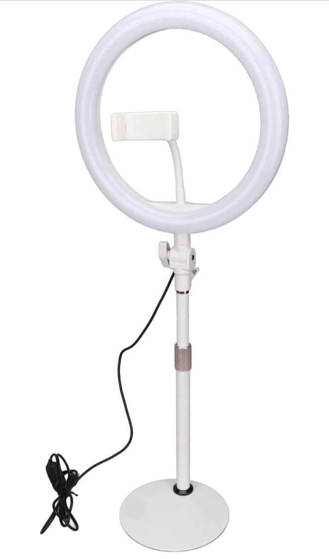 LITTIL Superstar - 10-inch USB Ring Light for Desk or Table | 3 Light Modes with Flexible Smartphone Stand | Streaming, Zoom Calls, YouTube Makeup Tutorials, Stories, TikTok, or Selfies White