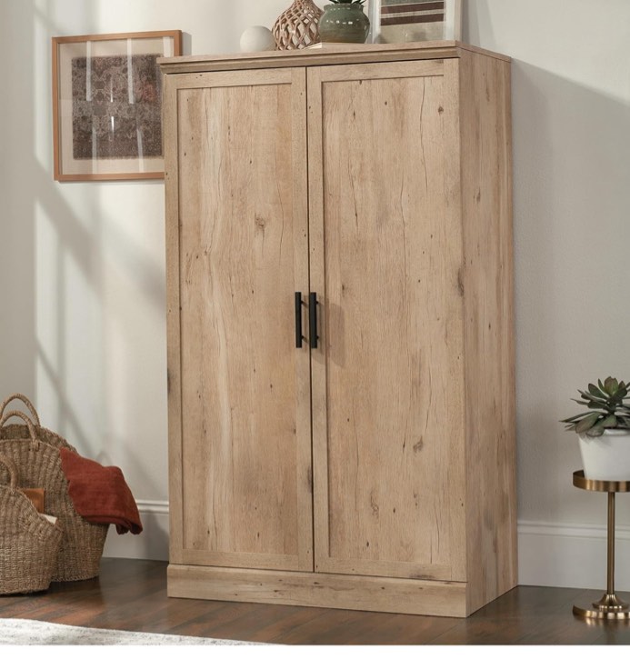 Sauder Aspen Post Engineered Wood Storage Cabinet in Prime Oak