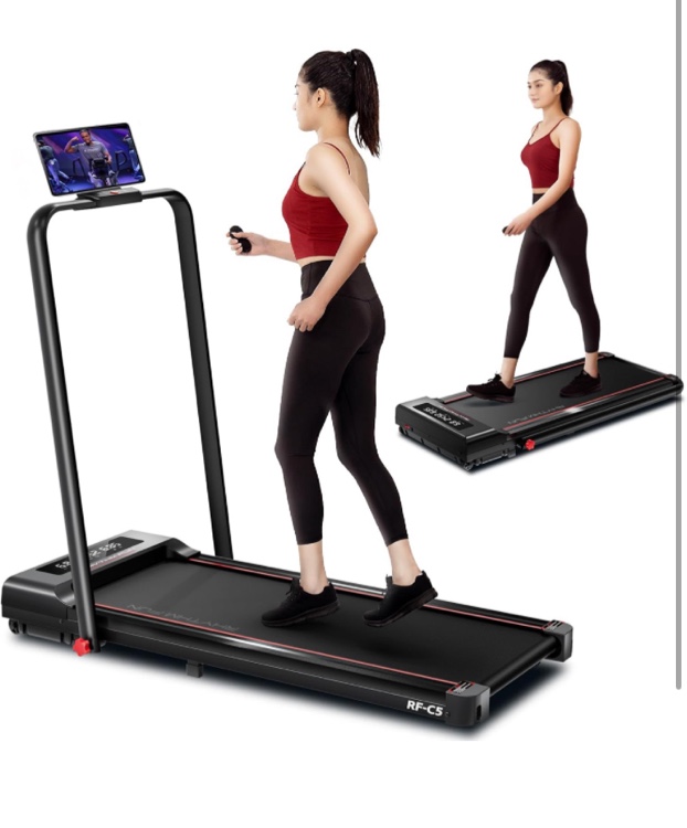 RHYTHM FUN Foldable Treadmill, 300 lb Capacity Walking Pad 2.5HP Treadmill Under Desk, Portable Treadmill for Home and Office, Folding Treadmill 2 in 1 with Remote Control, LED Display