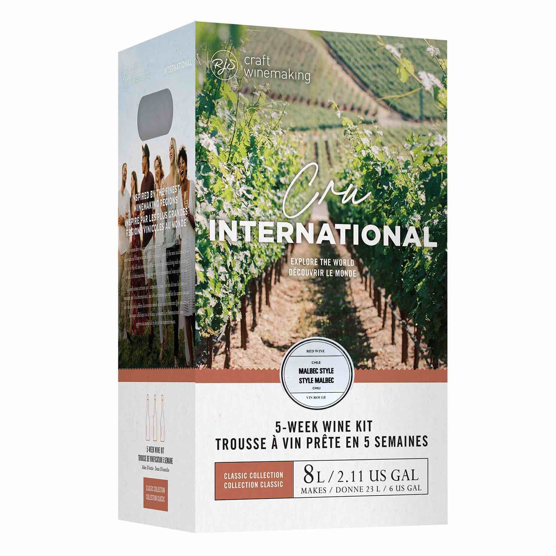 Cru International Wine Making Kit - Malbec. Makes 30 Bottles. Comes with 30 Free Corks, Shrink Caps, Label