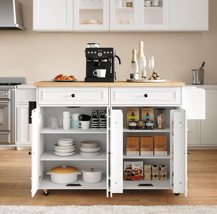 Modern Indoor Furniture Kitchen Island with Spice Rack plus Towel Holder