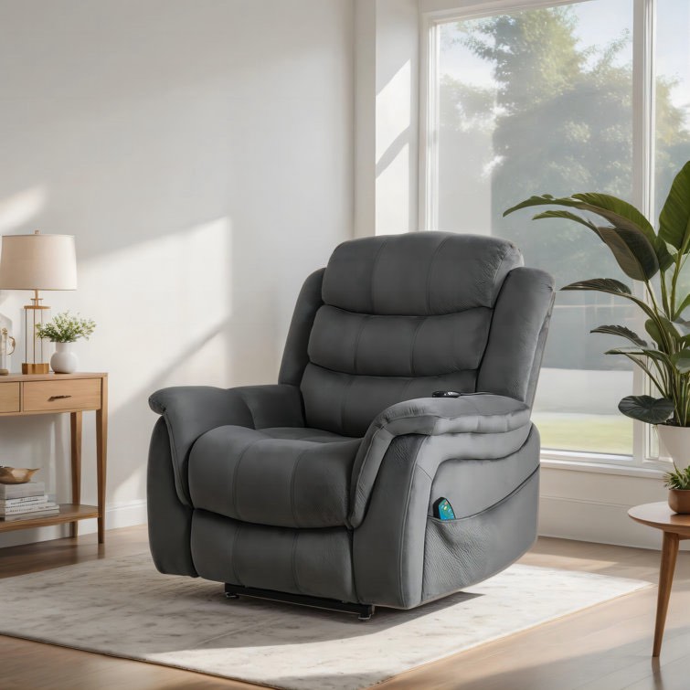 40" Wide Modern Microfiber Power Lift Chair Massage Heating Recliner with Pocket Storage