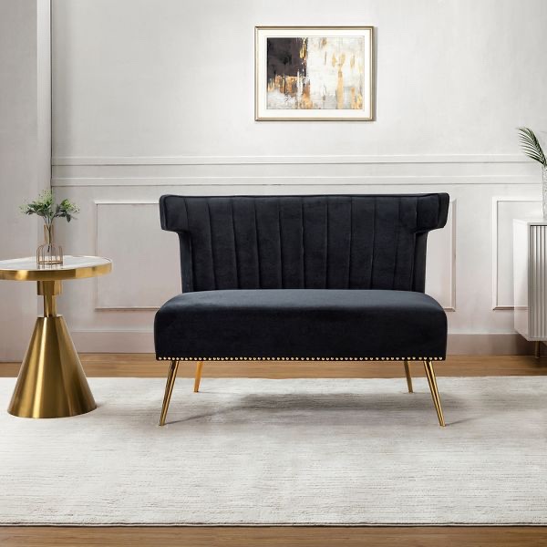 Cadmus 46" Modern Velvet Armless Loveseat with channel-tufted wingback for living room and drawing room| KARAT HOME