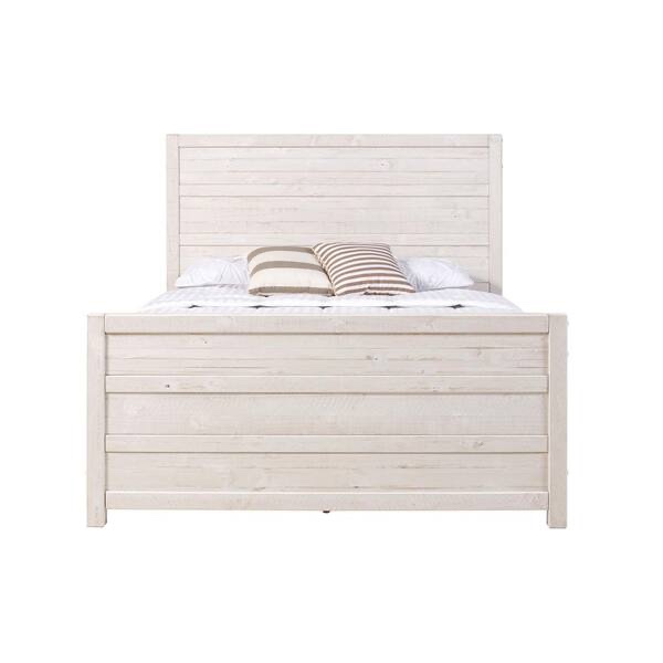Carmel Antique White, King Size, Panel Headboard, Platform Bed