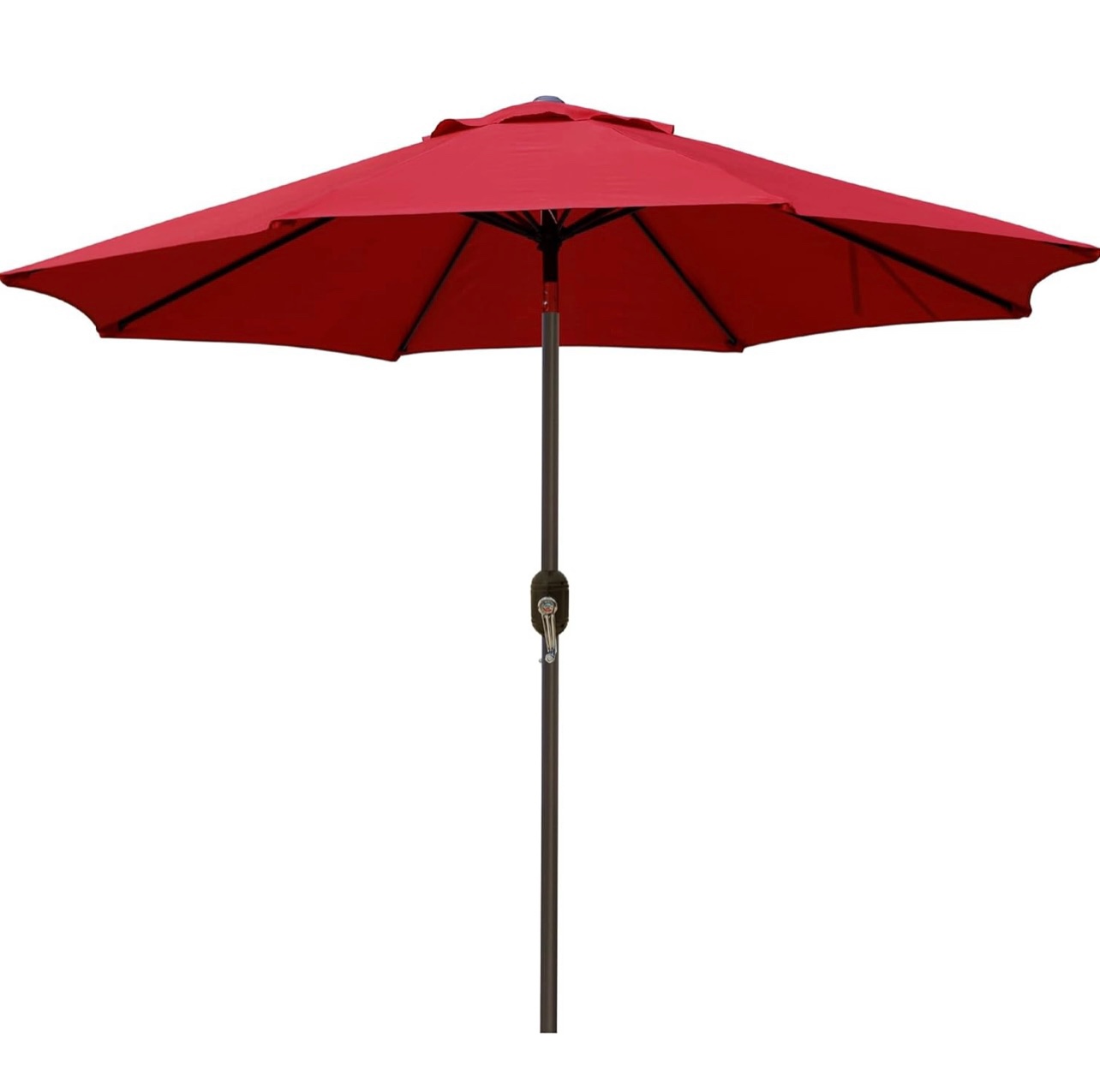Blissun 9' Outdoor Patio Umbrella, Outdoor Table Umbrella, Yard Umbrella, Market Umbrella with 8 Sturdy Ribs, Push Button Tilt and Crank - Red