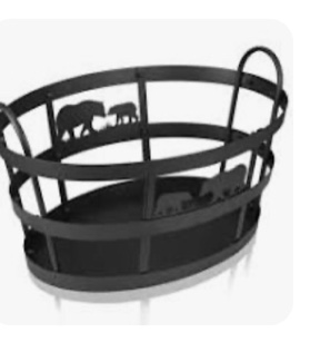 Indoor Firewood Log Basket Bin Holder Fireplace Log Holder Decorative Heavy Duty Steel Firewood Basket Firewood Bin Firewood Carrier for Stove Fire Pit Lumber (Bear Style)