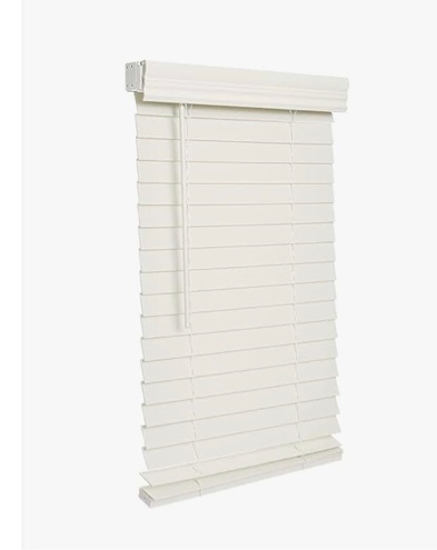 LOTUS & WINDOWARE Cordless 2" Faux Wood Blind 60" Wide x 36" Long, Soft White, Smooth (FCX6036WH) - 60" x 36", Soft White
