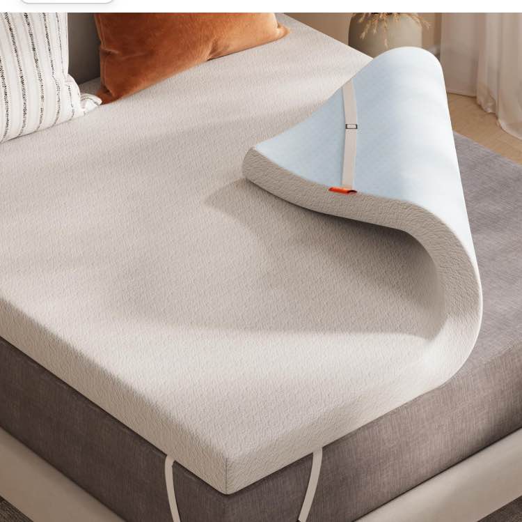 3 Inch Queen Memory Foam Mattress Topper Cooling Gel Infusion Ventilated Design Removable Bamboo Breathable and Washable Cover with Strap