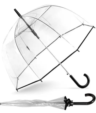 ShedRain Clear Bubble Umbrella – See Through, Rain & Windproof Umbrella - Perfect for Weddings, Prom, Graduation and Outdoor Events - Automatic Open, Black Crook Handle, Clear Dome with a 52” Arc (Clear with Silver Trim and Black Handle)
