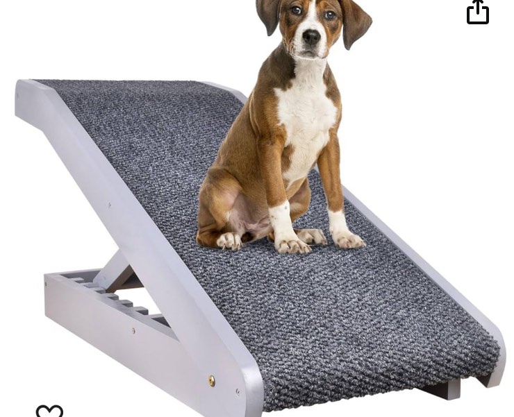 Voraiya®Dog Stairs, Dog Ramps for Small Dogs, Pet Stairs - 5 Levels with Adjustable Height, Non Slip Portable Folding, Thickened Solid Wood, Supports up to 120 lbs, Pet Ramps for High Beds, Sofa, Car