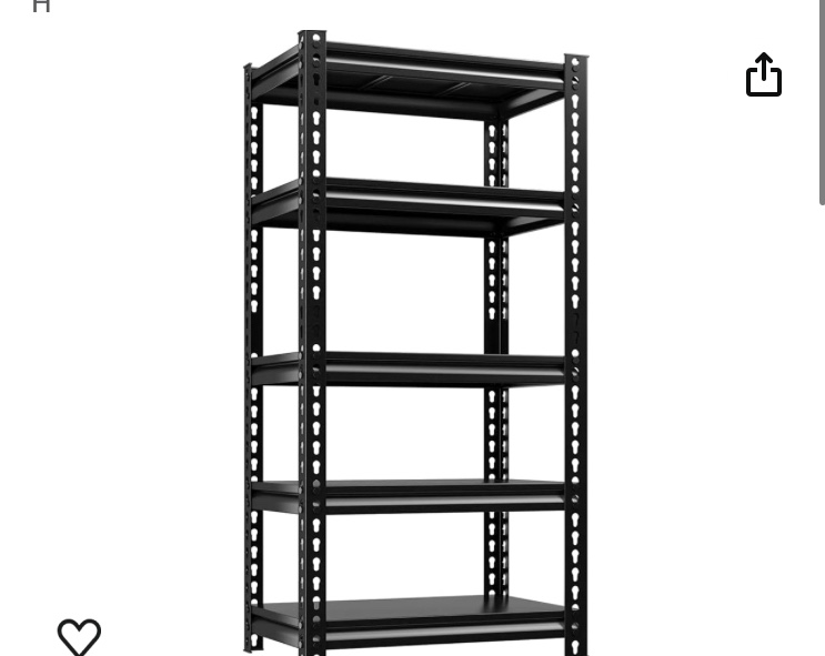 HOMEDANT HOUSE Reversible 5-Tier Adjustable Storage Shelving Unit Heavy Duty Organizing Shelf Metal Utility Rack Shelves for Kitchen, Pantry, Closet, Garage, Office, 24.4" W x 16.5" D x 59.5" H, 1Pack