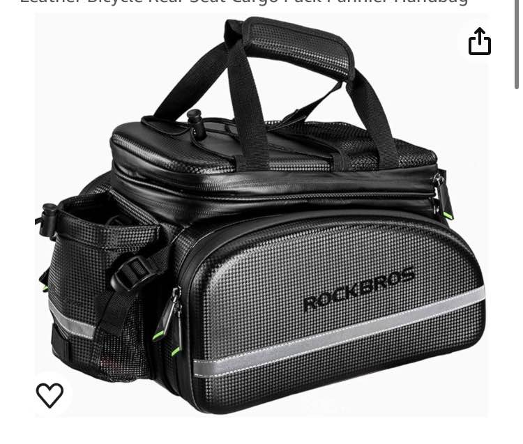 ROCKBROS Bike Rack Bag Trunk Waterproof Carbon Leather Bicycle Rear Seat Cargo Pack Pannier Handbag