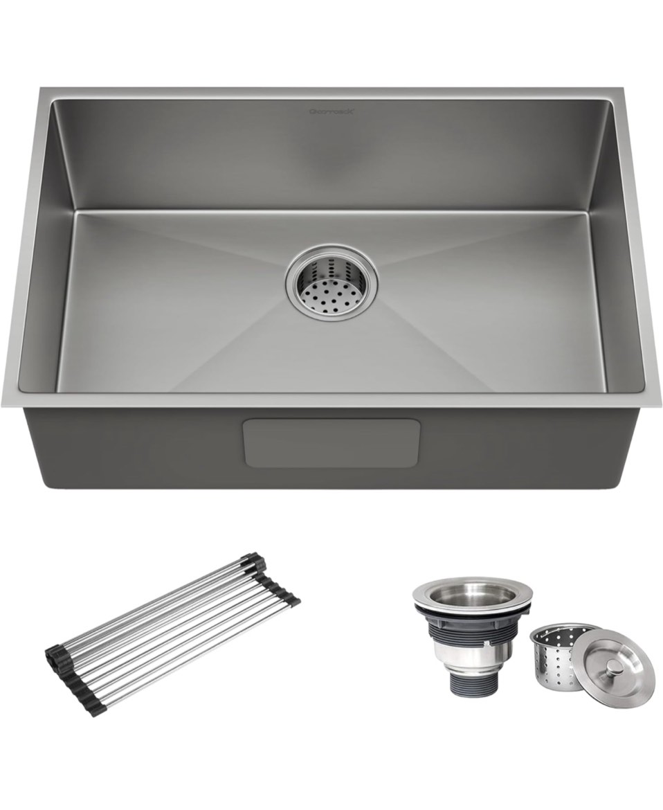 Kitchen Sink,30 Inch Undermount Sink kitchen,Single Bowl Kitchen Sink,Nano 16 Gauge Stainless Steel Sink,Standard High-end Handmade For Kitchen Sink,30x19x8