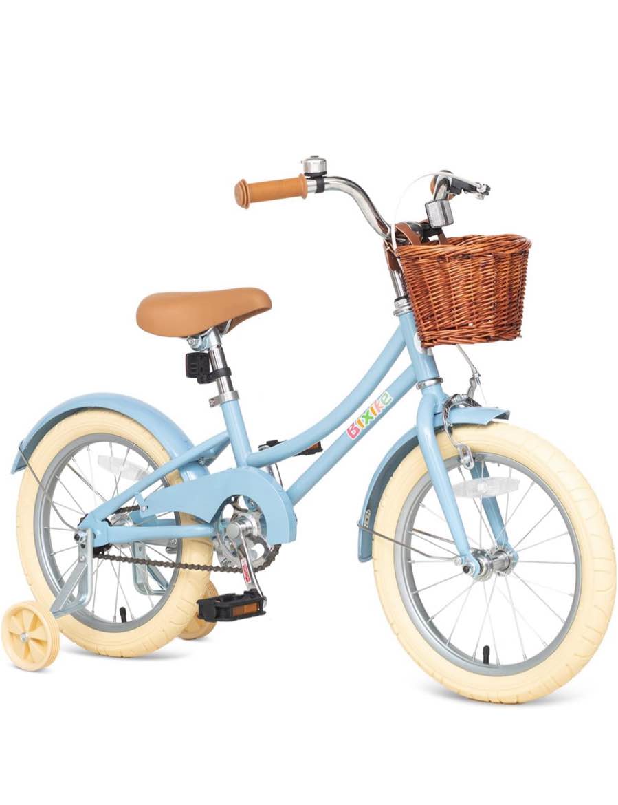 Retro Design Girls Bike with Basket for 5-13 Years Old Kids, 16 Inch Kid Bicycle for Girls with Kickstand and Training Wheels, 20 Inch with Kickstand, Multiple Colors
