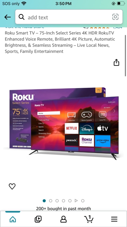 Roku 75" Select Series 4K HDR Smart RokuTV with Enhanced Voice Remote, Brilliant 4K Picture, Automatic Brightness, and Seamless Streaming