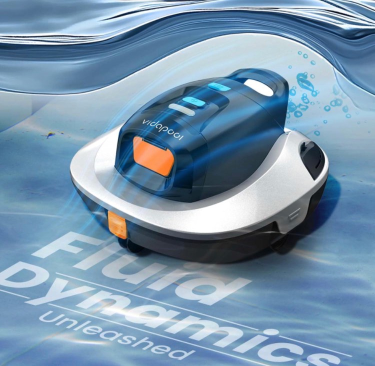 Cordless Robotic Pool Vacuum Cleaner,Portable Swimming Pool Vacuum Self-Parking Technology with LED Indicator,Ideal for Above Ground/Flat Pools up to 860 Sq.Ft,Lasts 90 Mins-White