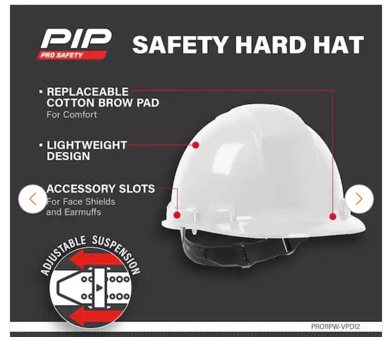 White Type 1 Class E Hard Hat with 4-Point Pinlock Suspension