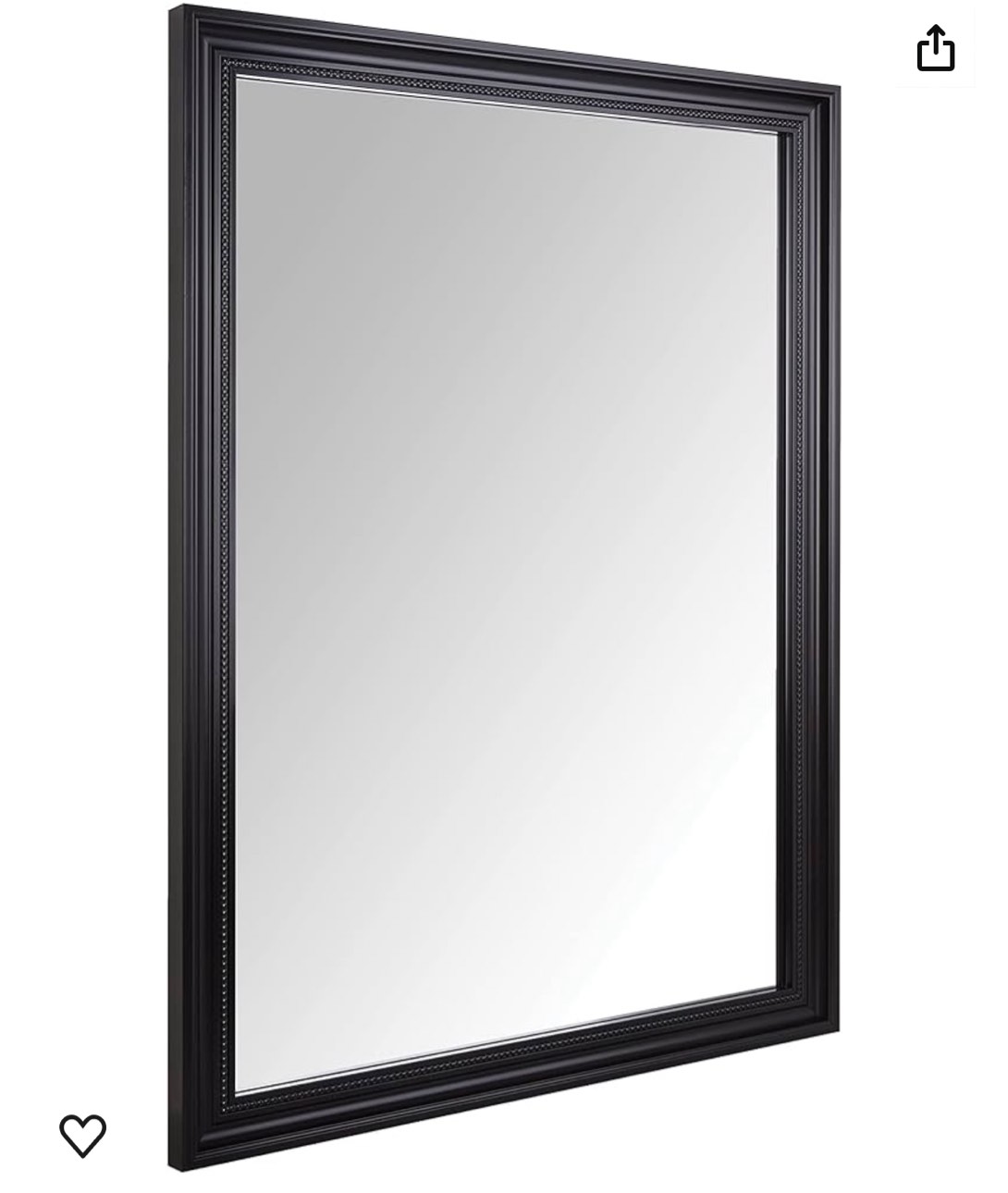 Amazon Basics Rectangular Wall Mount Mirror, Decorative Trim, Black,(29x40)