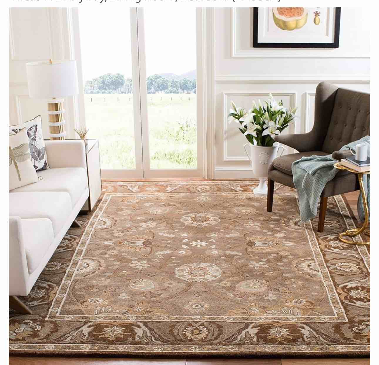 5' x 8' SAFAVIEH Anatolia Collection Area Rug - 5' x 8', Dark Grey & Brown, Handmade Traditional Oriental Wool, Ideal for High Traffic Areas in Living Room, Bedroom (AN558A)